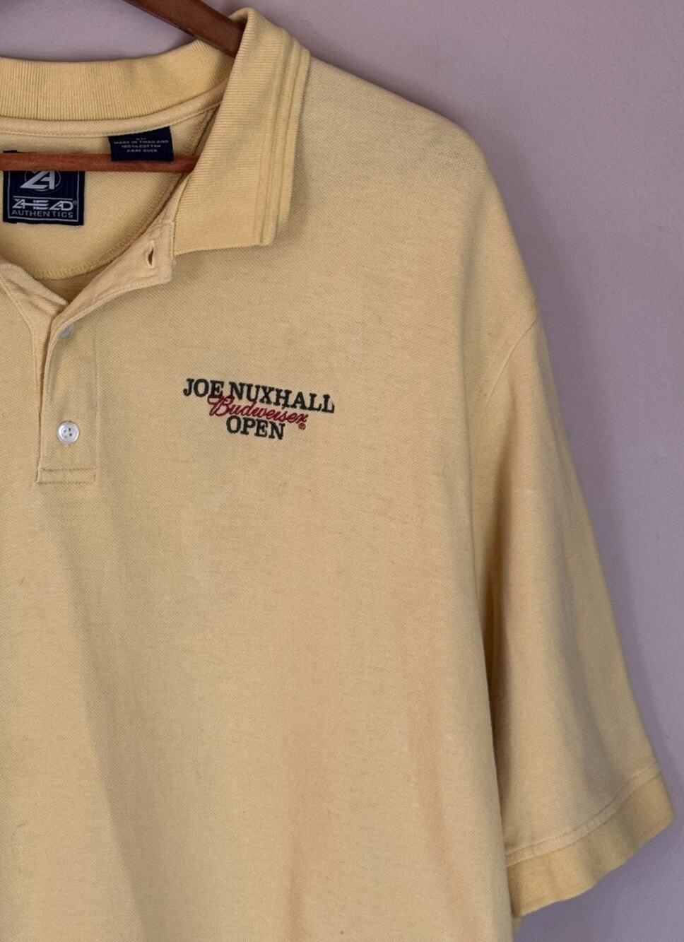 Vintage Ahead Yellow Polo Joe Nuxhall Budweiser Open XL Baseball Reds MLB